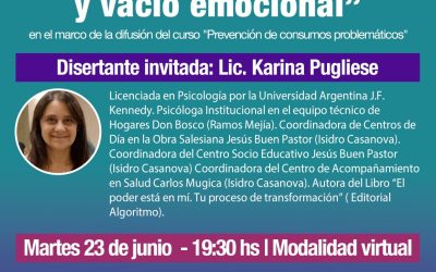 23/6 Conversatorio online “Cómo acompañar a los jóvenes en tiempos de consumos y vacío emocional”