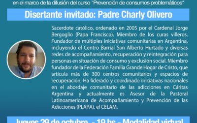 El ENSa invita al conversatorio online con el P. Charly Olivero donde presentará el Manual de Pastoral de Adicciones del CELAM